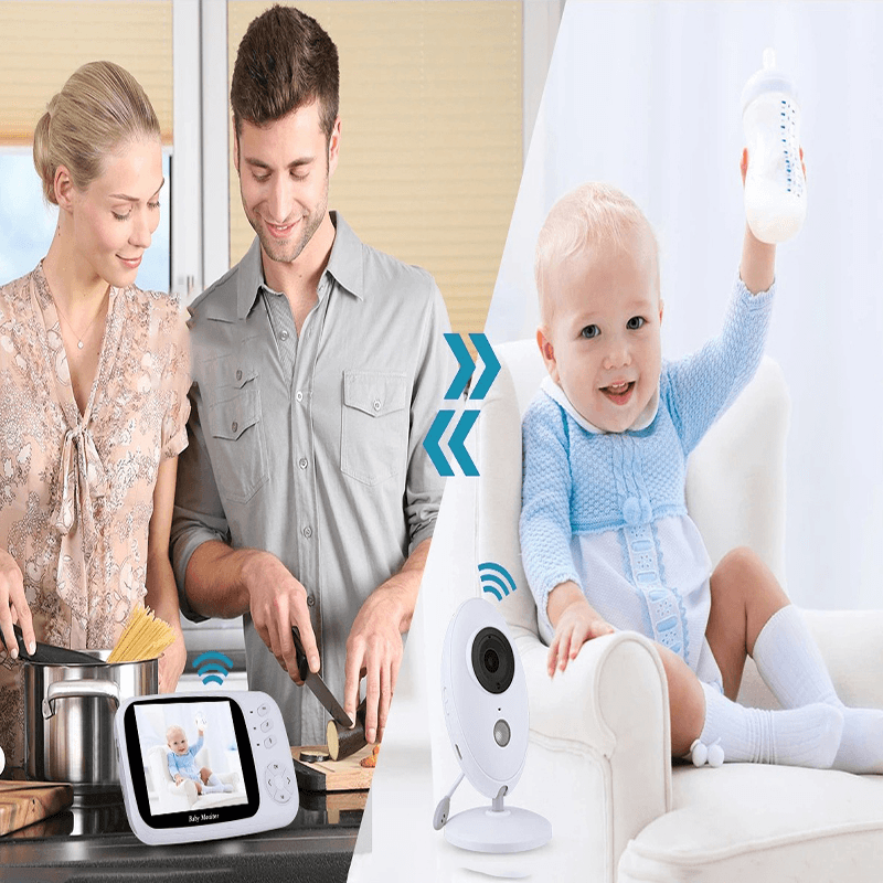 3.5 Inch Wireless Baby Monitor Baby Security Camera Night Vision Temperature Detection LCD HD Display Two-Way Talk Camera with Lullaby