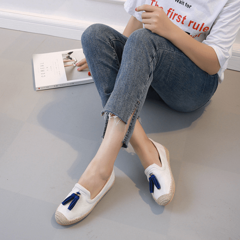 Tassel round Toe Slip on Flat Loafers for Women