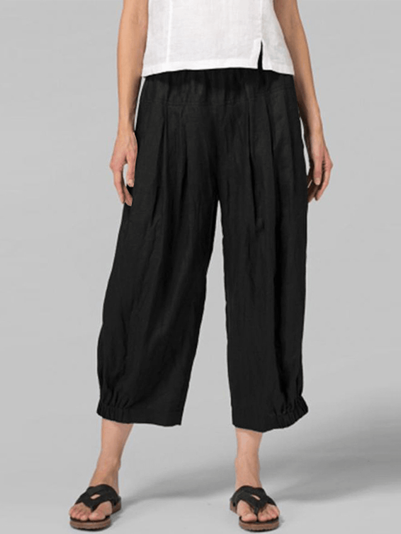 Women Elastic Waist Casual Loose Pants