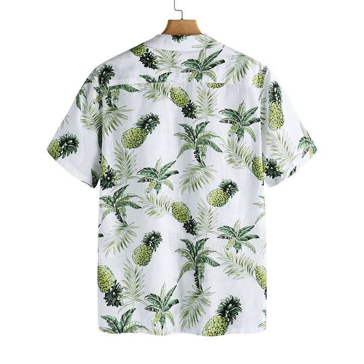 Men Tropical Plants Printed Short Sleeve Hawaiian Shirts