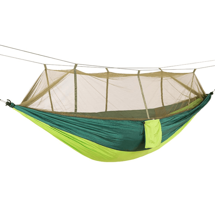 1-2 Person Camping Hammock with Mosquito Net Hanging Bed Sleeping Swing for Outdoor Hiking Travel Garden Patio - MRSLM