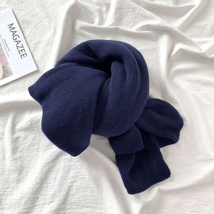 Pure Color Knitted Wool Scarf Women Autumn and Winter