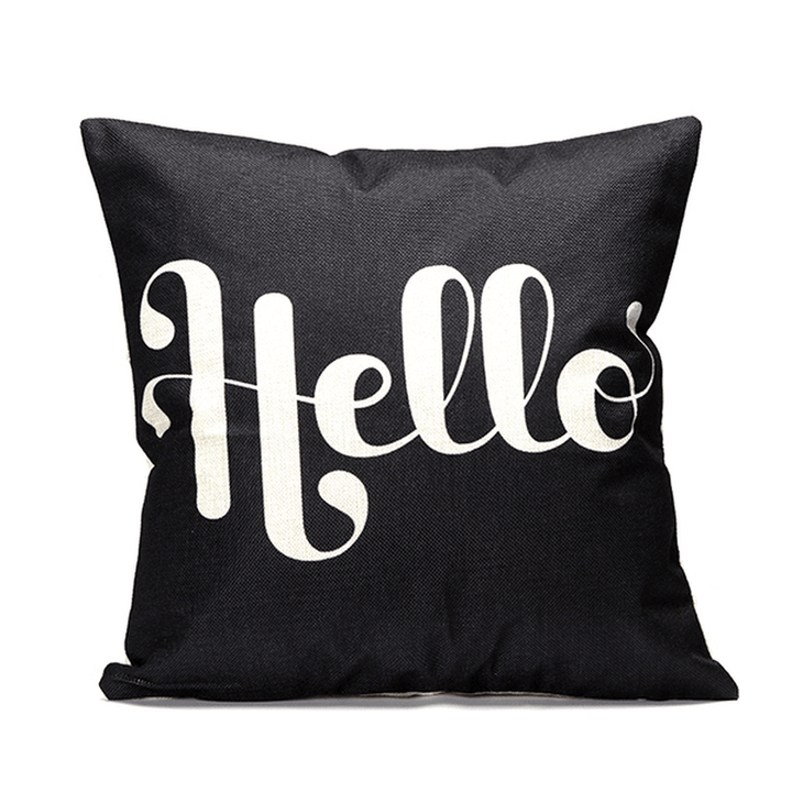 43X43Cm Black English Letter Fashion Cotton Linen Pillow Case Home Sofa Seat Bed Car Cushion Decor - MRSLM