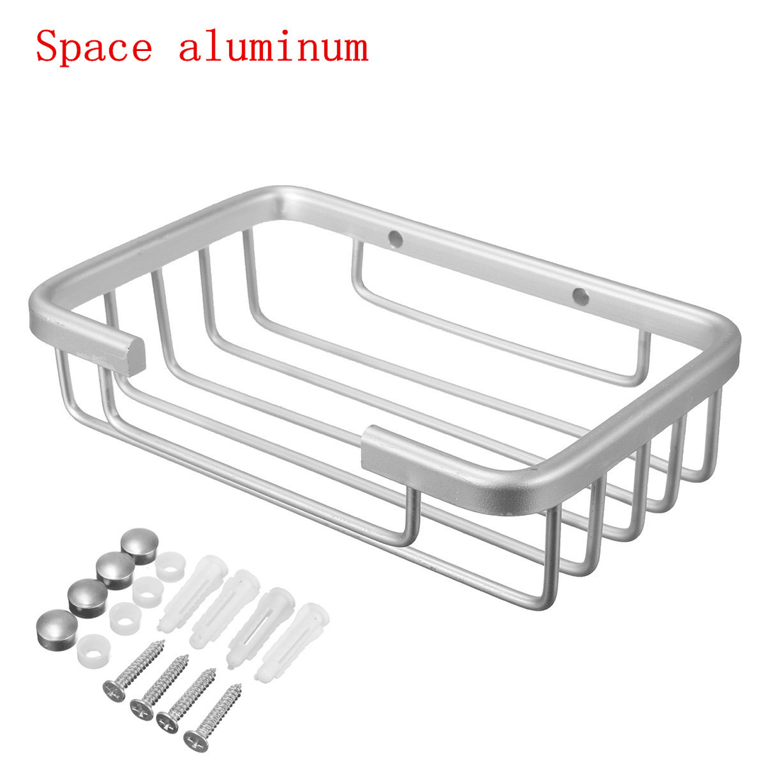 Space Aluminum Square Multifunctional Bathroom Space Saver Storage Soap Box 5 X 4 X 1Inches