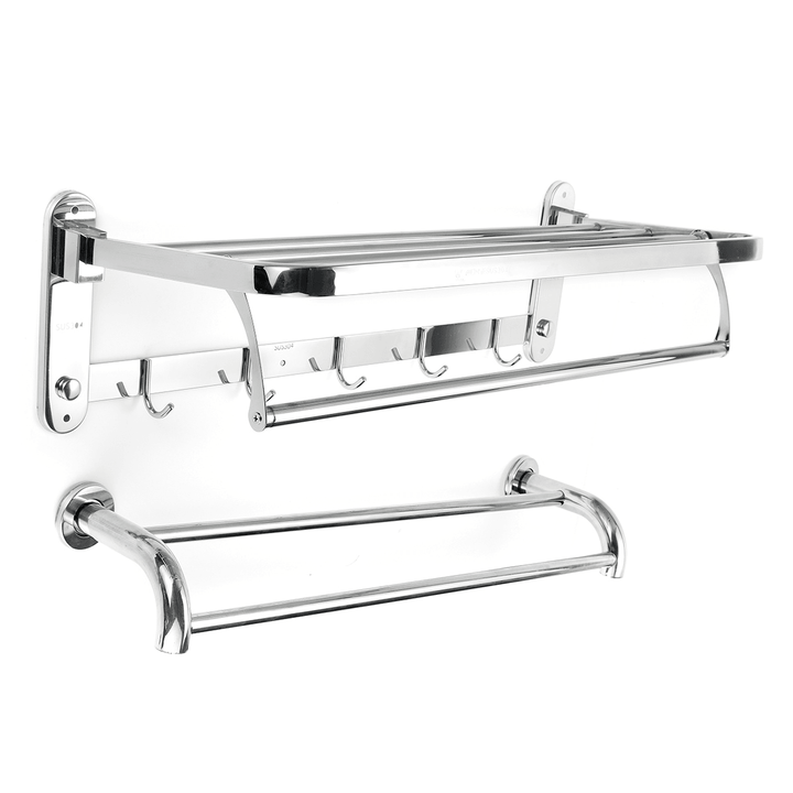 Bakeey 304 Stainless Steel Perforated Towel Rack Double Rod Shelf Strong Bearing Capacity for Home Hotel