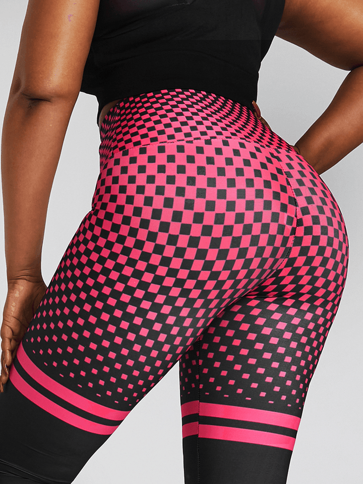 Famous Tiktok Striped Print Elastic High Waist Sport Yoga Leggings - MRSLM