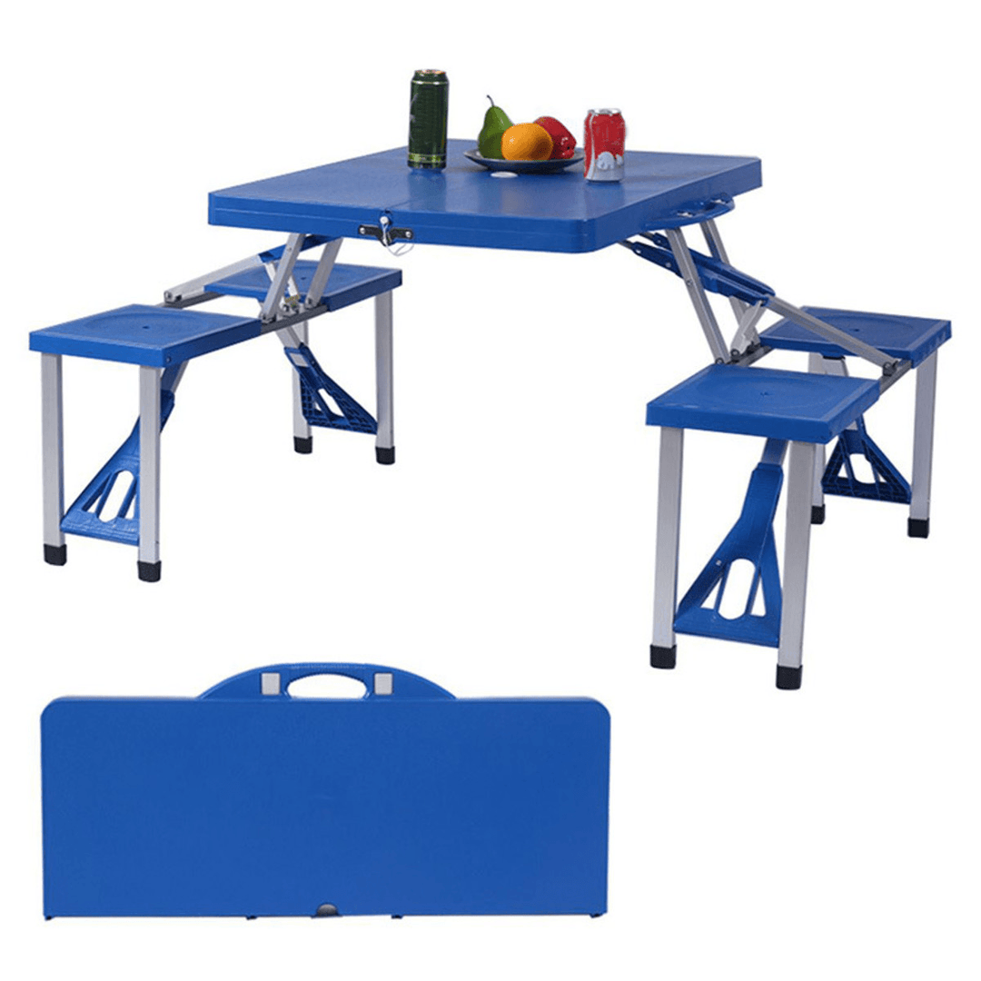 Aluminum Picnic Camping Foldable Table Bench Seat Outdoor Portable Folding 4-Seats