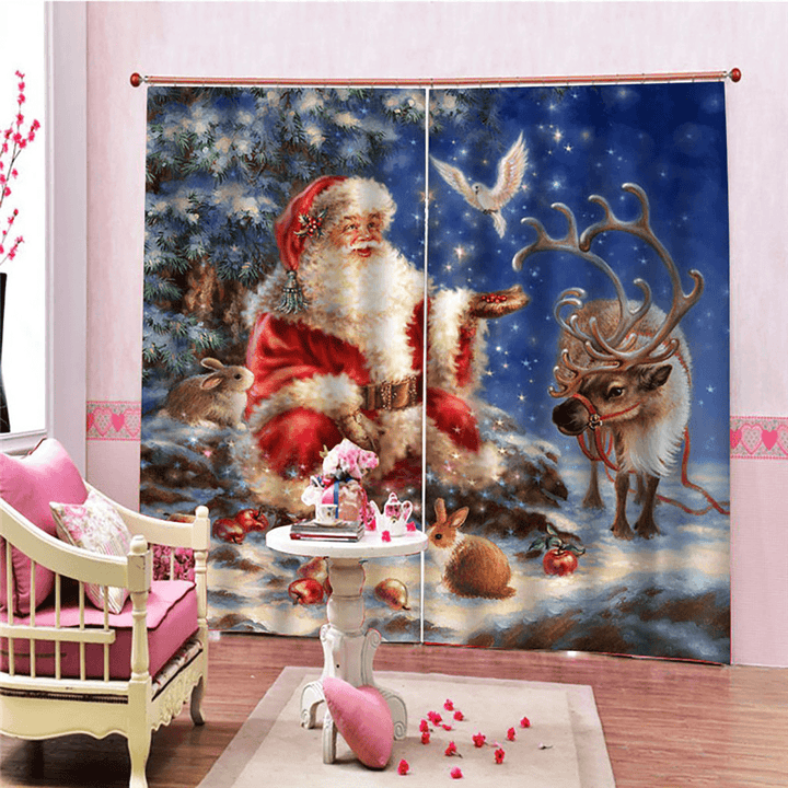 132*160Cm Christmas Printed Curtains Blackout Window Curtains for Living Room Christmas Decoration