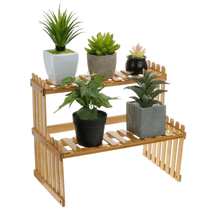 2 Tiers Succulent Plant Flower Bonsai Pot Shelf Display Storage Desk Rack Holder Mini Bookshelf