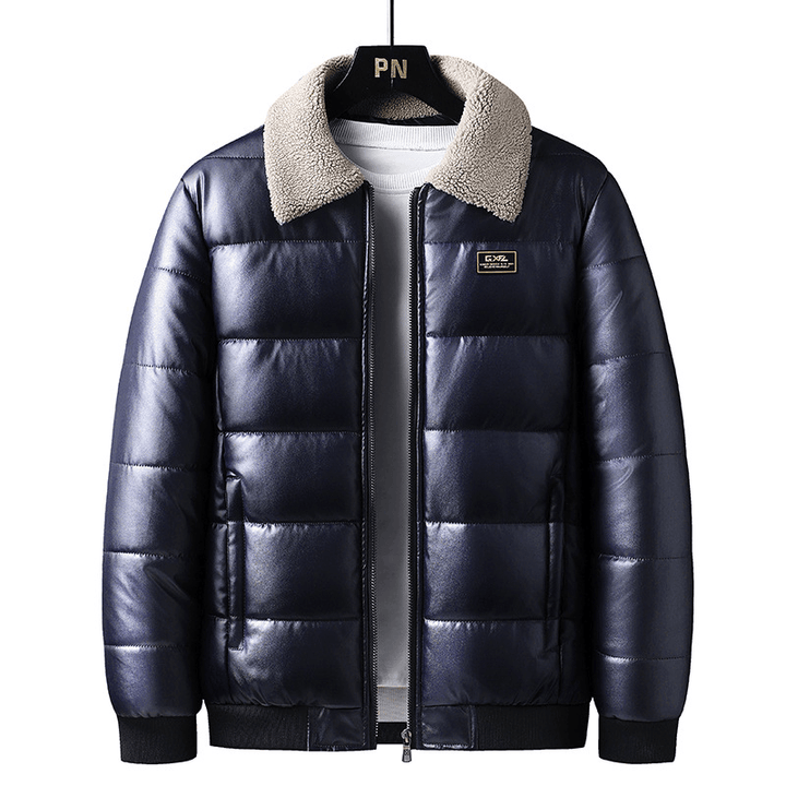 Lapel Collar Trendy Men'S Winter Jacket Thickened