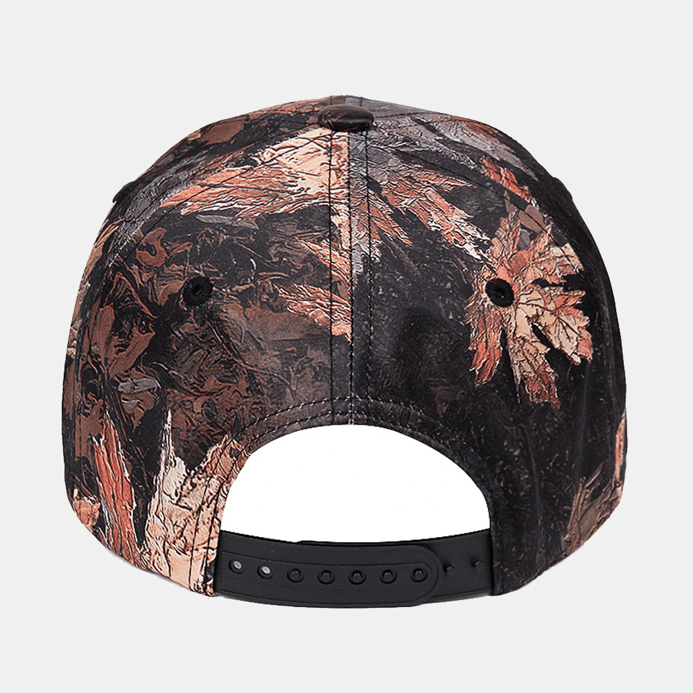 Women Overlay Maple Leaf Print Casual Fitted Cap Cotton Sunshade Adjustable Baseball Cap