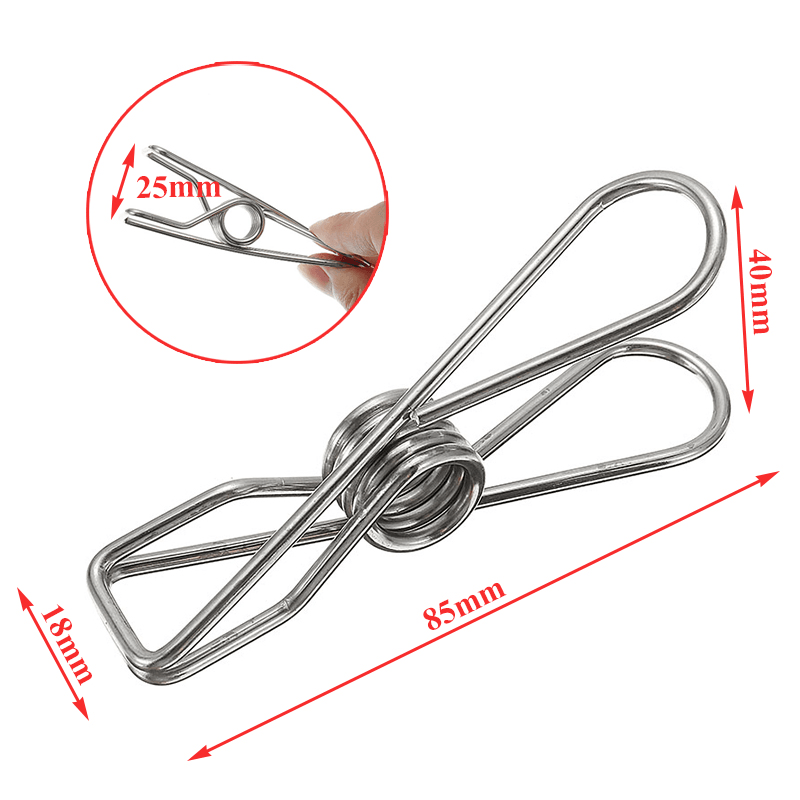 8Pcs Big Size Clothes Metal Wire Clips 8.5Cm Hanger Pegs for Socks Underwear Towel Sheet