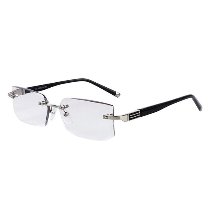 Mens Antifatigue Rectangle Rimless Lightweight Readers Reading Glasses Frameless Presbyopic Glasses - MRSLM