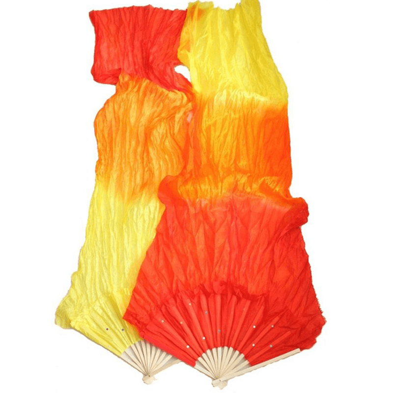 1.8M Multicolor Belly Dance Fan Bamboo Long Silk Fans Dance Performance Supplies