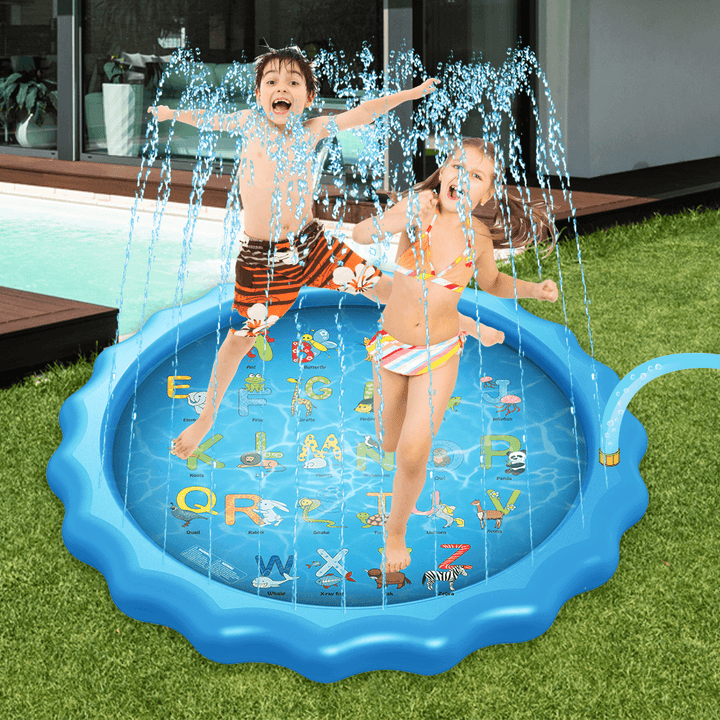 170Cm Sprinkle Play Mat Sprinkler Pad for Kids Sprinkler Pool for Children Outdoor Water Toys Learning Educational Wading Pool for Toddlers Boys Girls