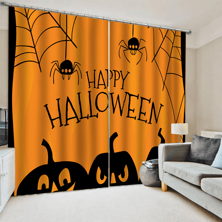 132*160Cm Blackout Window Curtains Halloween Printed Curtains for Living Room Festival Decoration