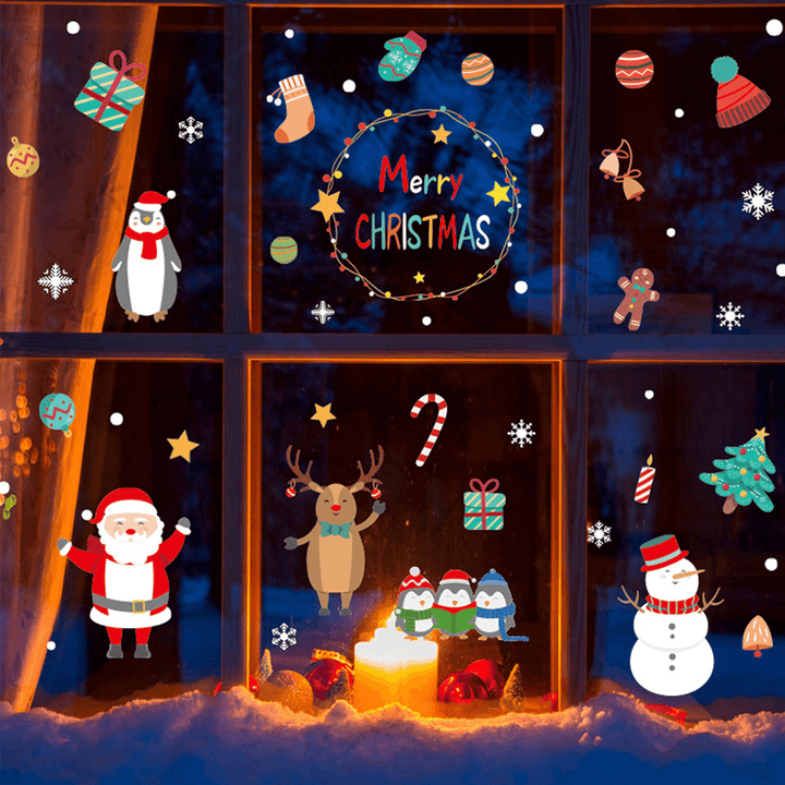 2020 Christmas Decoration Sticker Glass Windows Decals Merry Christmas Home Decoration Wall Stickers Kids Room New Year Wallpaper