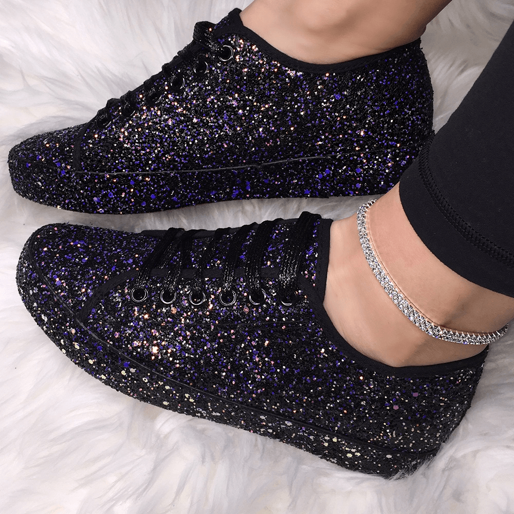 Women Sequined Low Top Breathable Wearable Casual Flats