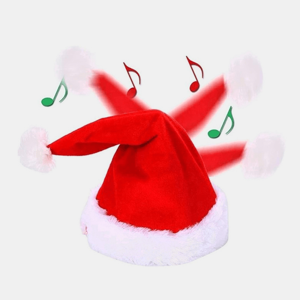 Unisex Cotton Christmas Battery Music Toy Electric Christmas Gift Santa Cap for Children