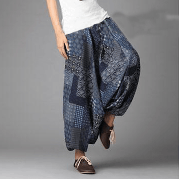 Mens Ethnic Drop Crotch Harem Pants Baggy Trousers Dance Yoga Thai Bottom