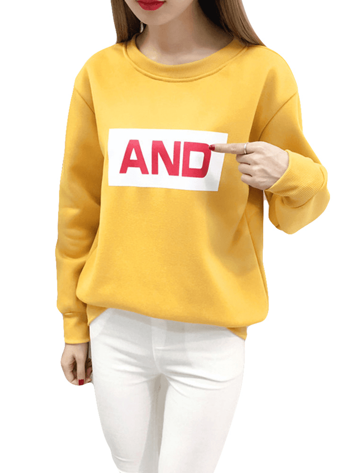 Letters Printed Long Sleeve O-Neck Sweatshirt - MRSLM