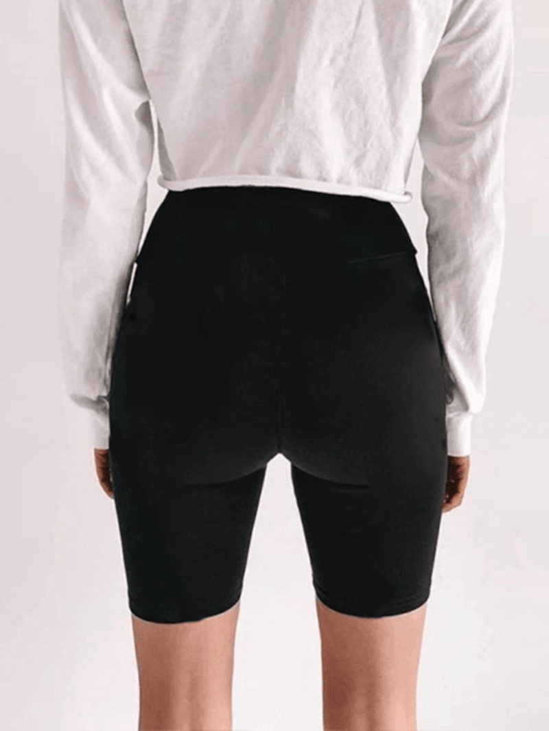 Letter Print Elastic Waist Sport Running Short Leggings for Women