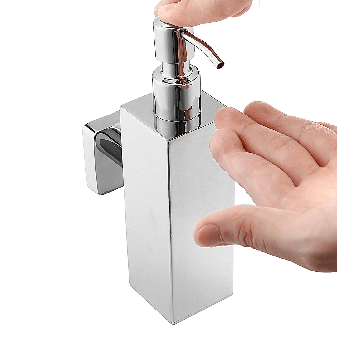 Stainless Steel Hand Soap Dispenser Liquid Bottle Holder Wall Mounted Bathroom Storage