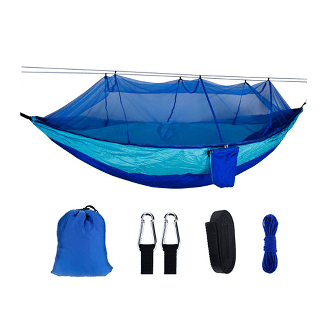 260X140Cm Double Outdoor Travel Camping Hanging Hammock Bed W/ Mosquito Net Kit - MRSLM