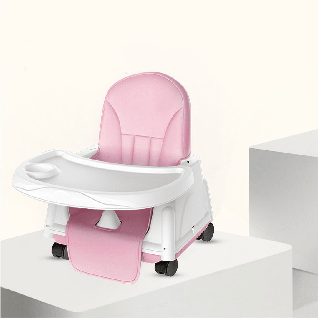 Foldable Portable Kids Baby High Chair 6 - 36 Months Wheeled Seat Cushion Small Household Childrens Chair Supplies