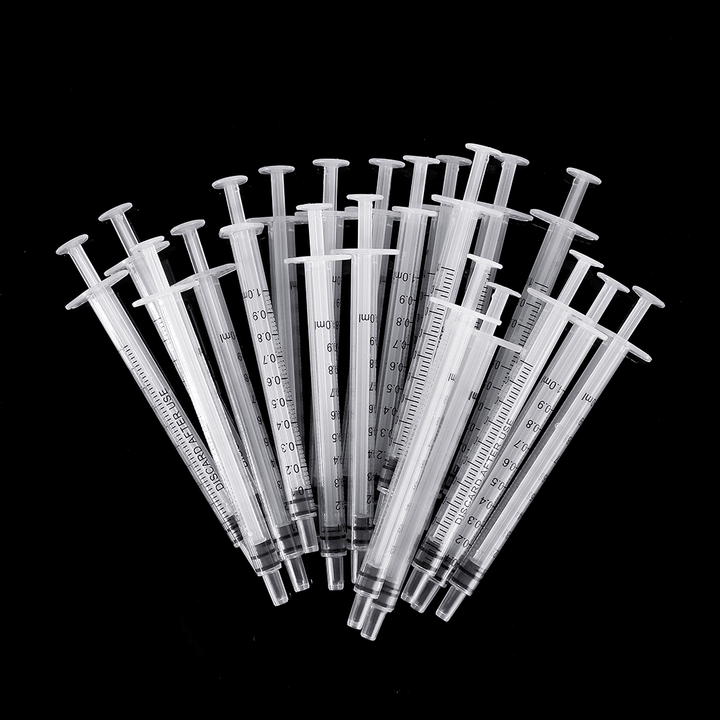 20Pcs/Set 1Ml Plastic Dispensing Syringe Injector No Needles 0.01Ml Graduation for Refilling and Measuring Liquids Industrial Glue Applicator