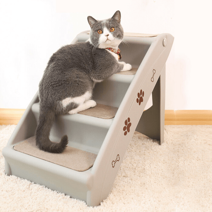 4 Steps Stairs for Small Dog Cat Dog House Pet Ramp Ladder Anti-Slip Removable Dogs Bed Pet Folding Stairs