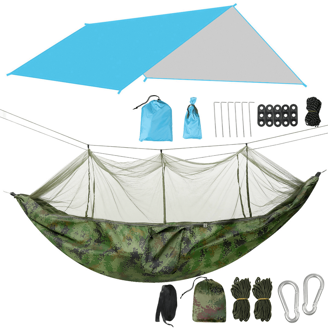 Ipree¬Æ 1-2 Person Camping Hammock+Mosquito Net Mesh+Rain Tarp Cover Sleeping Bed Swing Chair Outdoor Hunting Climbing