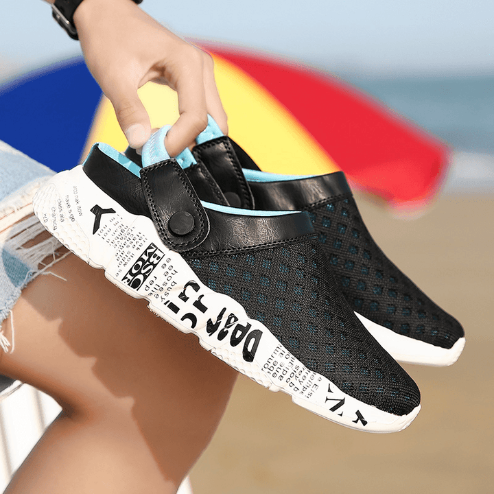 Men Mesh Non Slip Two Ways Soft Sole Colorful Casual Beach Slippers