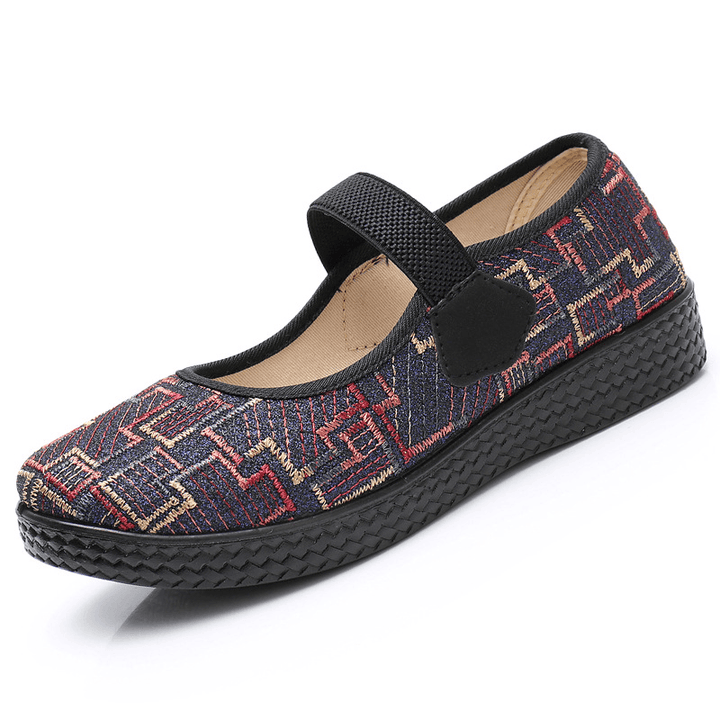 Women Old Peking Cloth Elastic Slip on Resistant Loafers - MRSLM