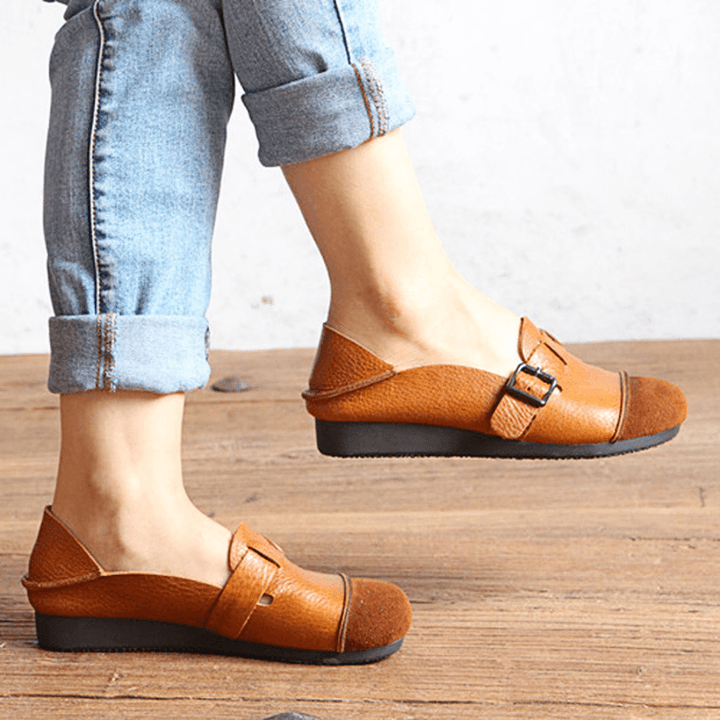 Women Casual Slip on Soft Leather Shoes Outdoor Low Top Flat Loafers