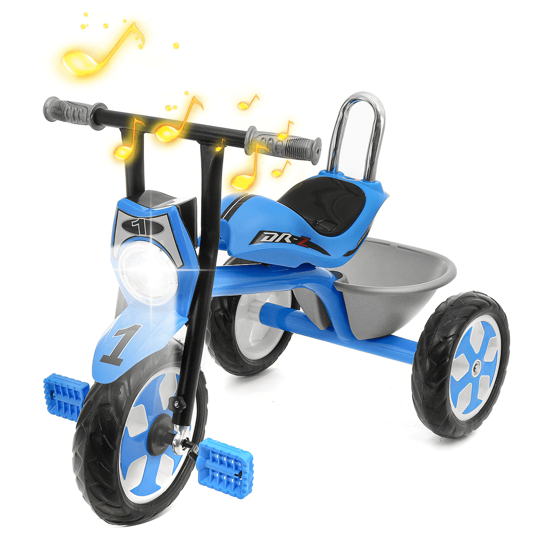 Baby Pedals Tricycle with Music LightÔºÜBasket Kids Toddler Walker Children Bicycle Outdoor Garden Bike for 2-5 Years Old BoysÔºÜGirls Gifts - MRSLM