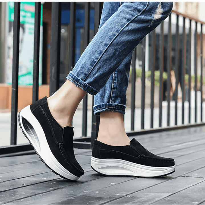 Women Leather Rocker Sole Casual Loafers