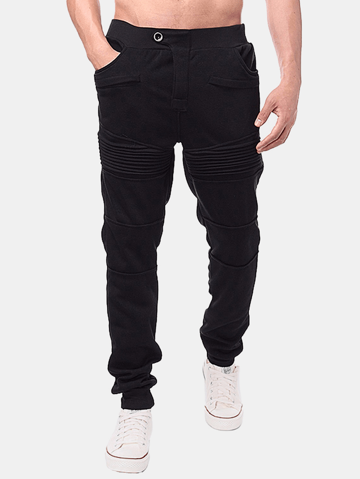 Mens Sports Drawstring Solid Color Trousers