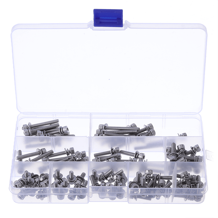 88Pcs M5 Hex Socket Knurled Cap Head Screw 304 Stainless Steel Bolt Assortment Set