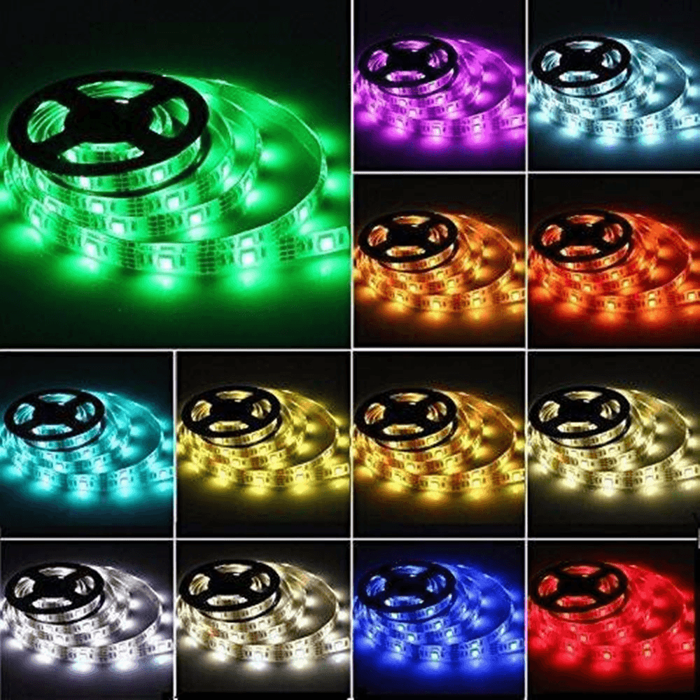 LED Light Strip 50/100/150/200Cm RGB 5050SMD LED Strip Light Battery Operated Waterproof 3 Modes Color Change - MRSLM