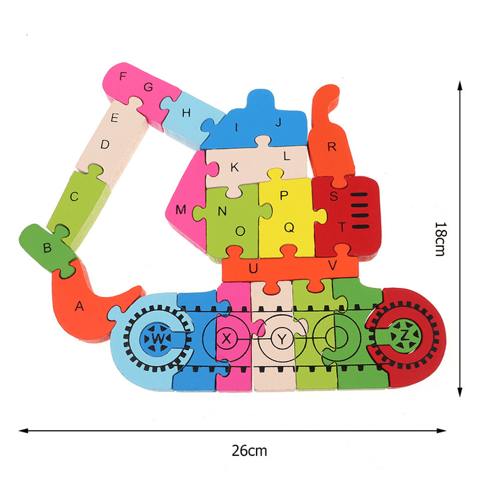 Children'S Wooden Alphabet and Numbers Environmental Protection Double-Sided Puzzle