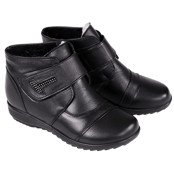 Genuine Leather Women Cotton Boots Keep Warm Casual Ankle Boots