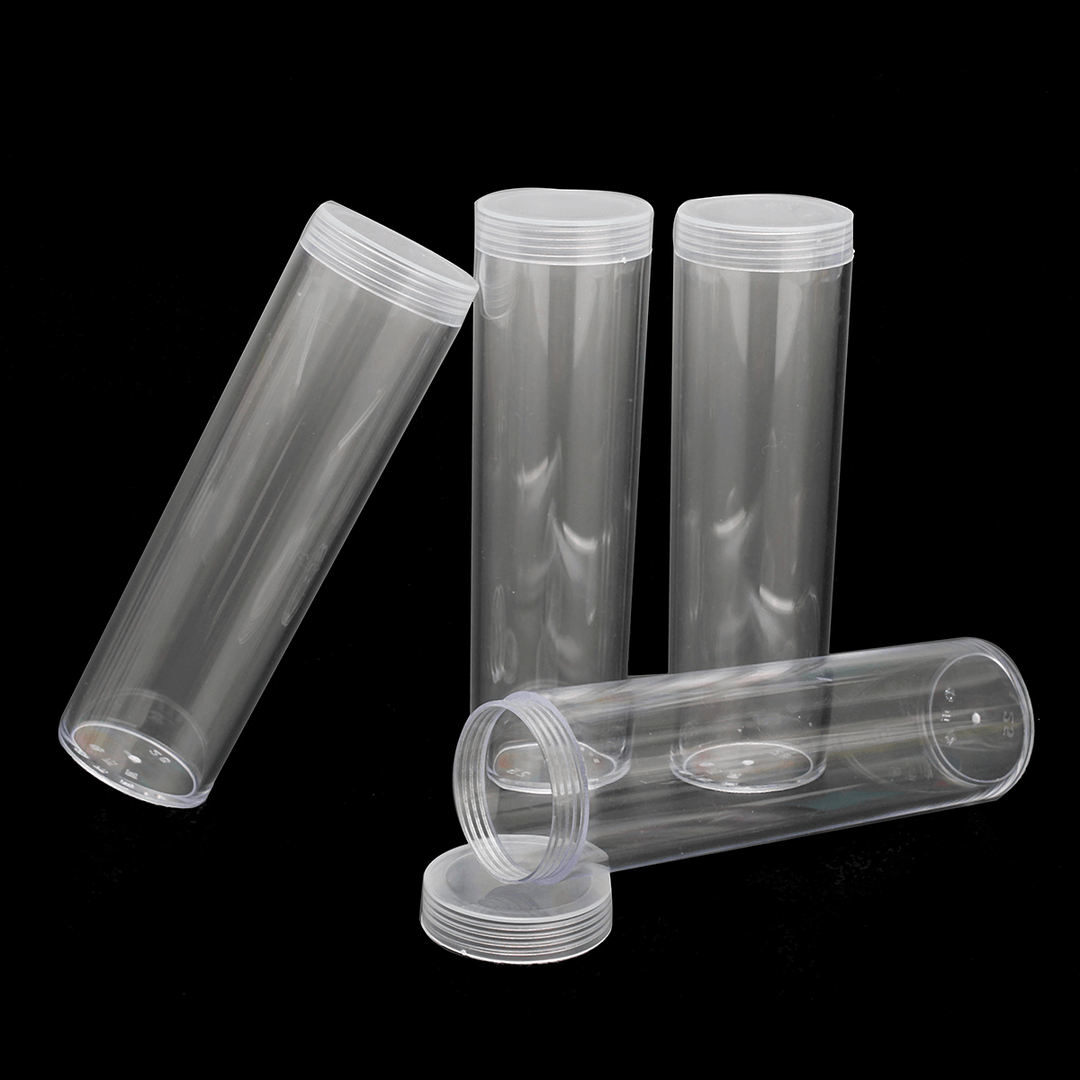 10Pcs/Set 25Mm round Clear Plastic Coin Tube Coin Holder Container for Quarter Dollar Storage Tube Screw