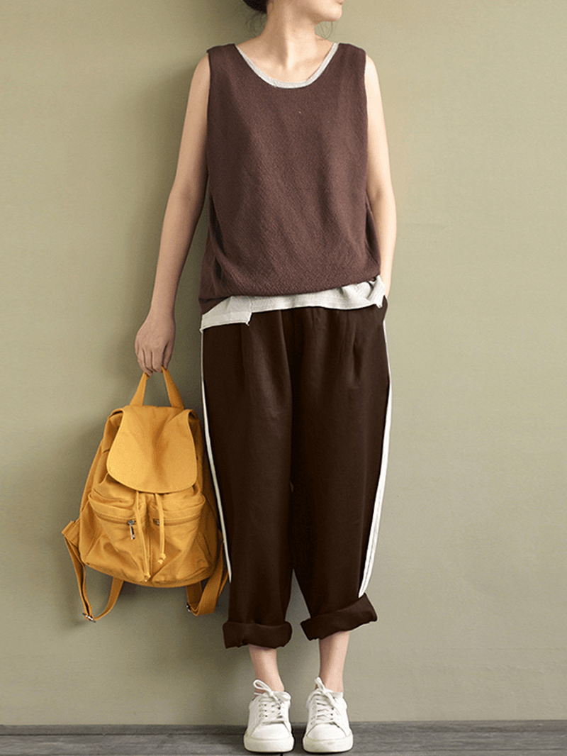 Women Striped High Waist Long Harem Loose Trousers