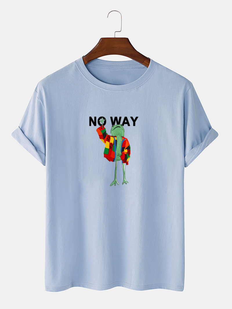 Mens Colorful Frog Slogan Print 100% Cotton Casual Short Sleeve T-Shirts