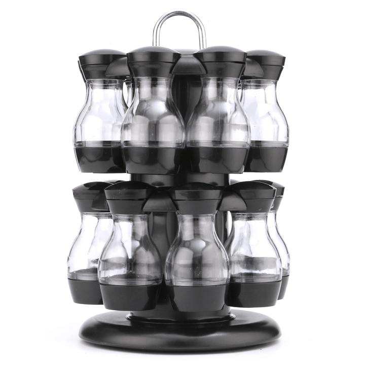 16 Jar Rotating Spice Rack Carousel Kitchen Storage Holder Condiments