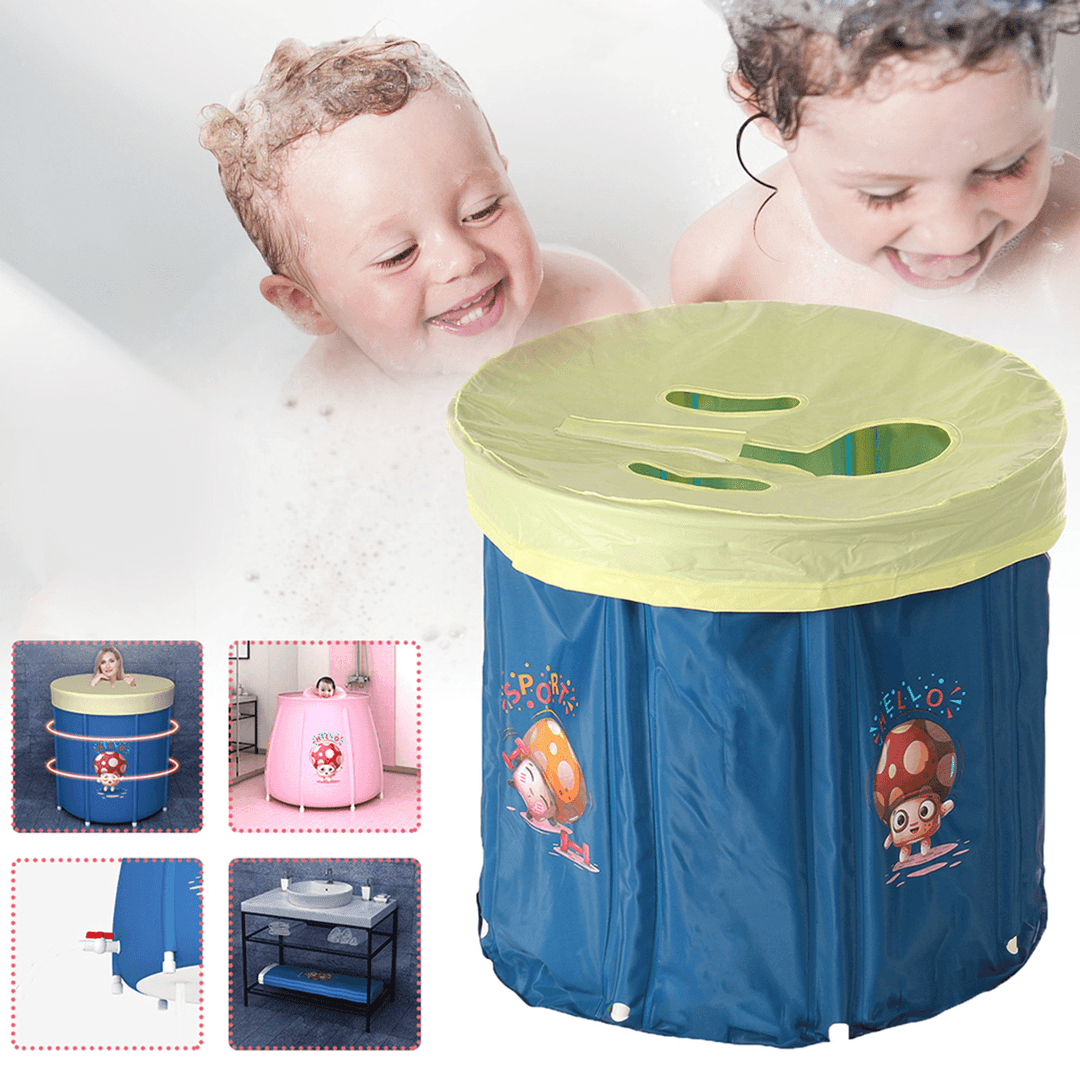 Luomande Foldable Adult/Baby Bath Tub Optional Cover Household Sweat Steam Barrel - MRSLM