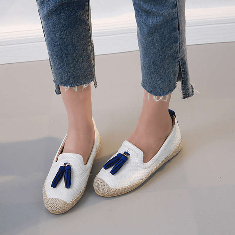 Tassel round Toe Slip on Flat Loafers for Women