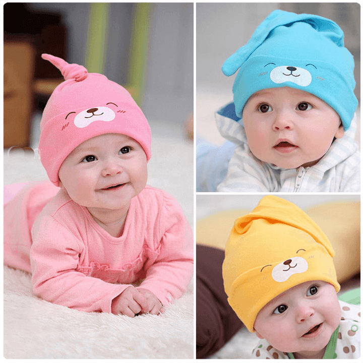 Baby Soft Cotton Sleeping Cap New Children'S Hat Cartoon Bear