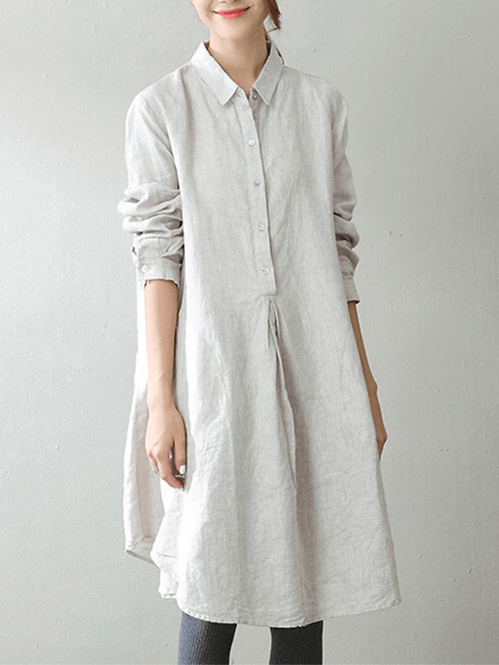 Women Lapel Shirt Dress - MRSLM